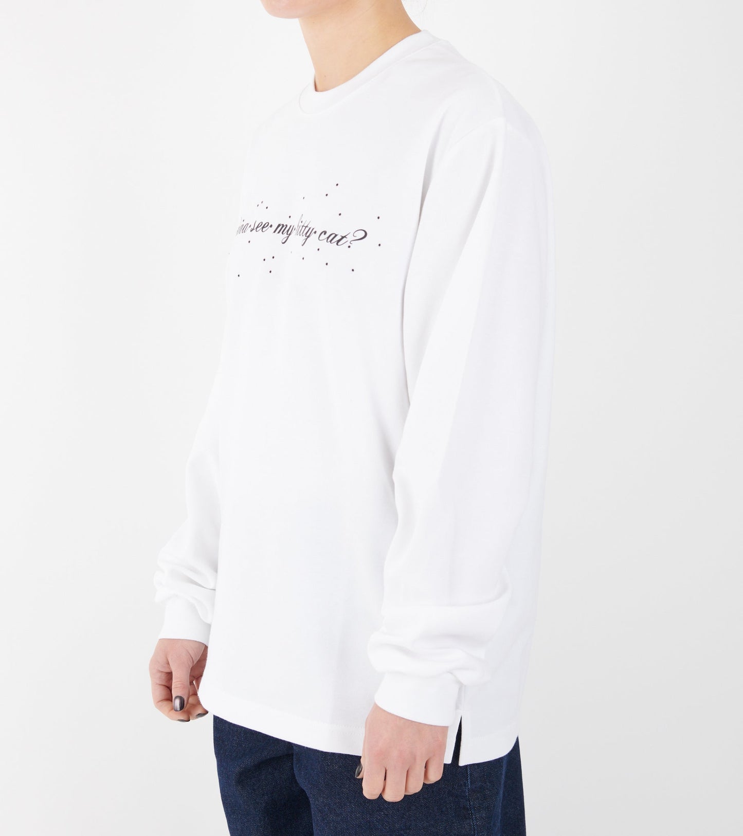 Oversized L/S Cat T-shirt White