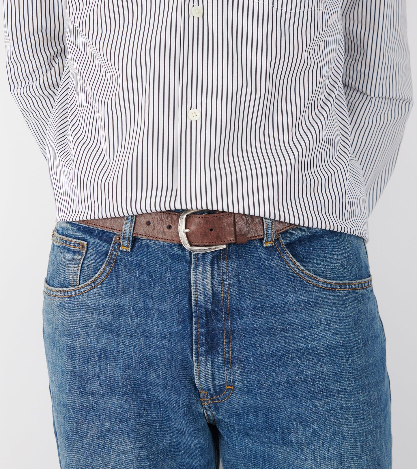M2434 Ostrich Belt Brown