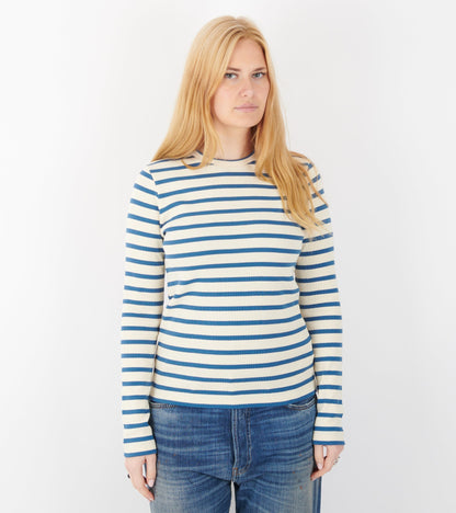 Ribbed Cotton Jersey Stripe L/S T-shirt Cornsilk