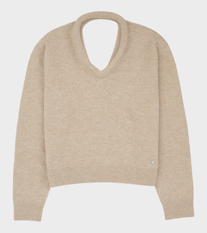 Open Back Wool Knit Beige