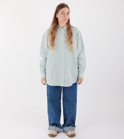 Edgar Shirt White/Aqua Stripe
