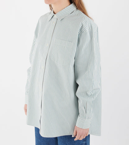 Edgar Shirt White/Aqua Stripe