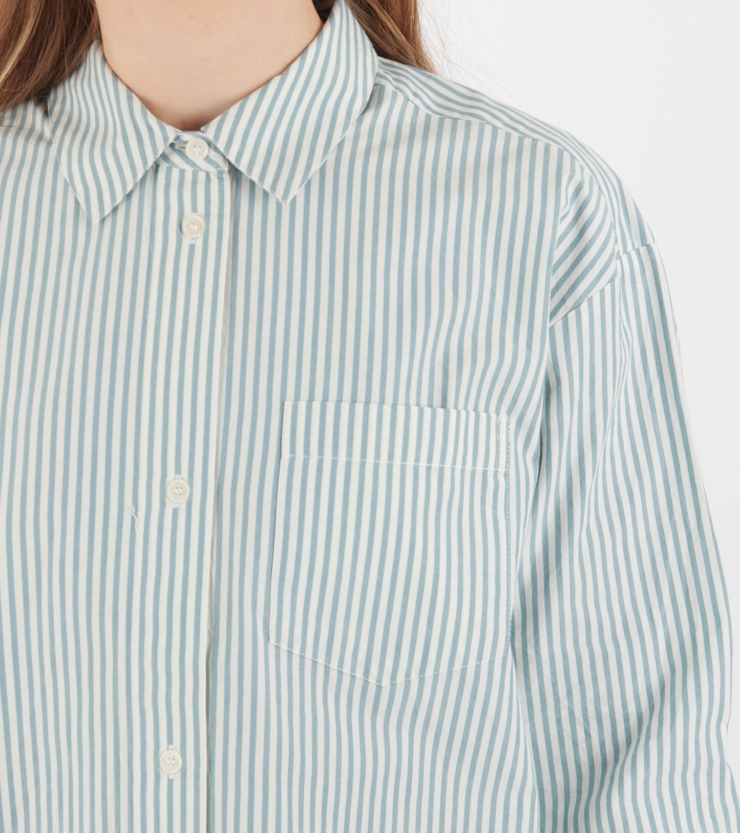 Edgar Shirt White/Aqua Stripe