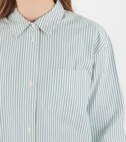 Edgar Shirt White/Aqua Stripe