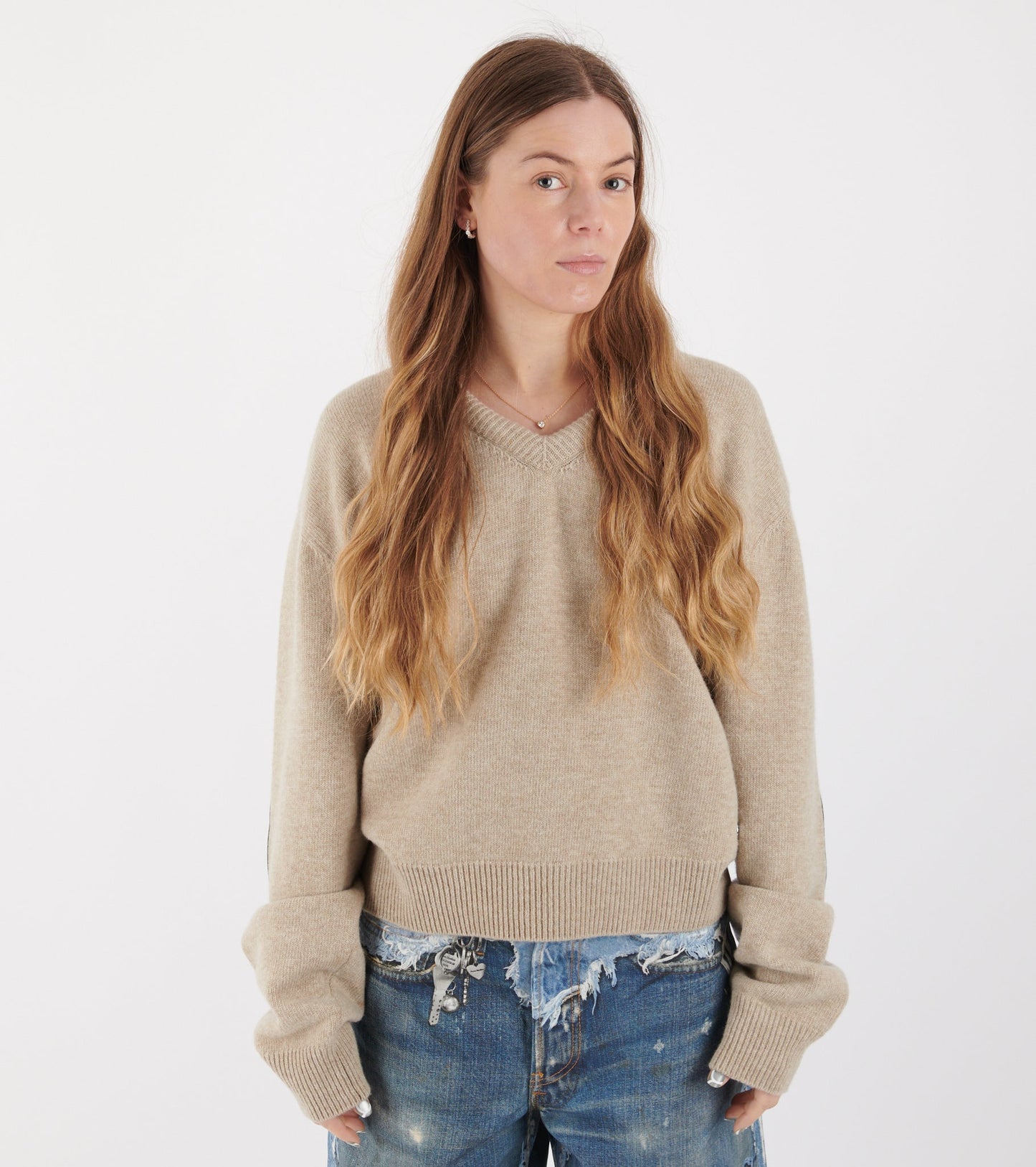 Open Back Wool Knit Beige