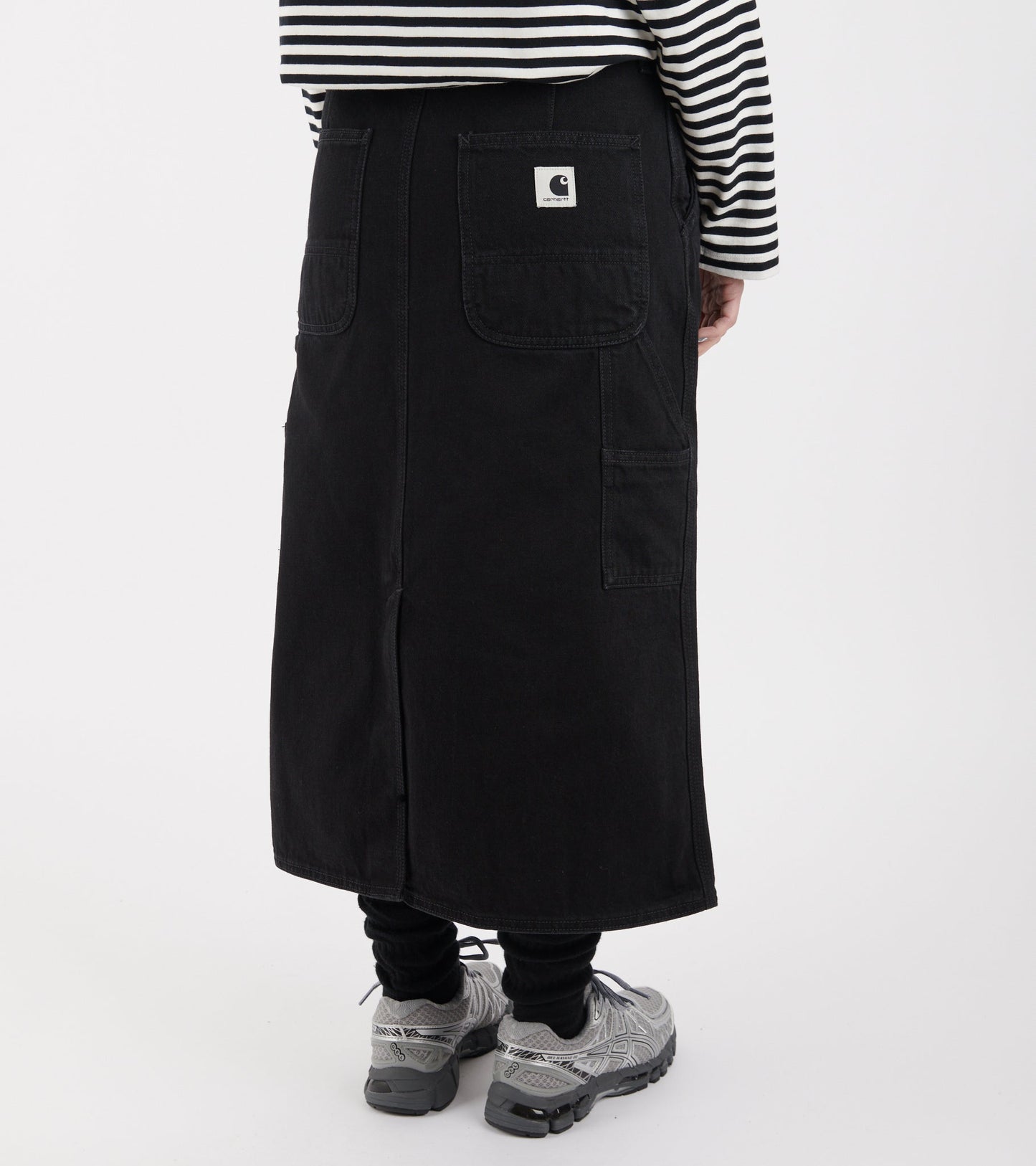 W Single Knee Skirt Black Stone Washed