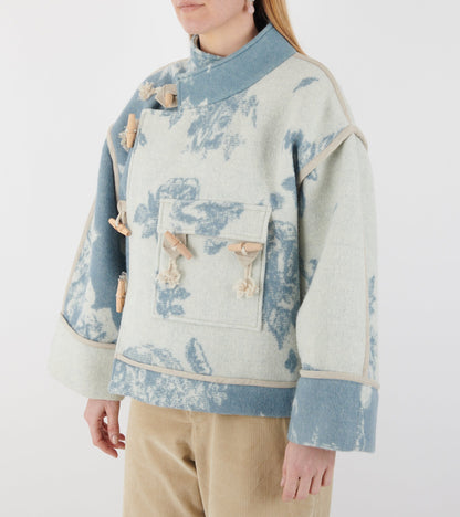 Klippan Boiled Wool Jacket Blue Flower Patchwork