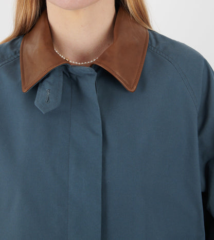 Waxed Cotton Mac Coat Dove Blue