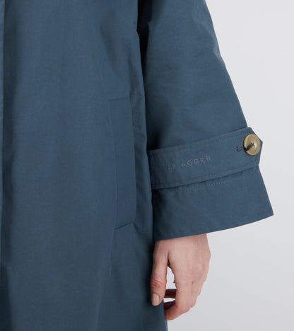 Waxed Cotton Mac Coat Dove Blue
