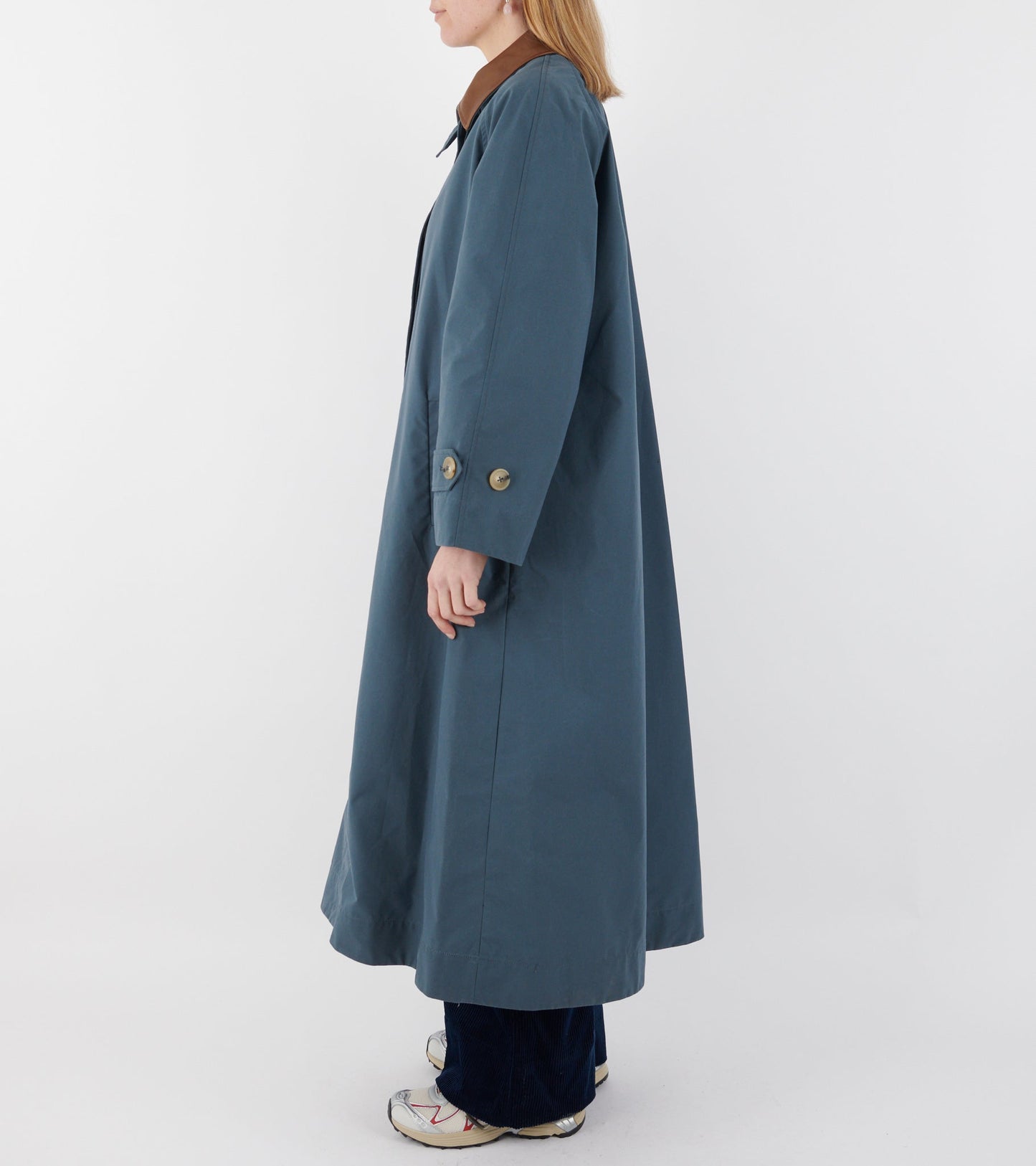 Waxed Cotton Mac Coat Dove Blue
