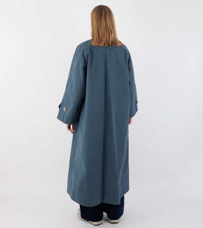 Waxed Cotton Mac Coat Dove Blue