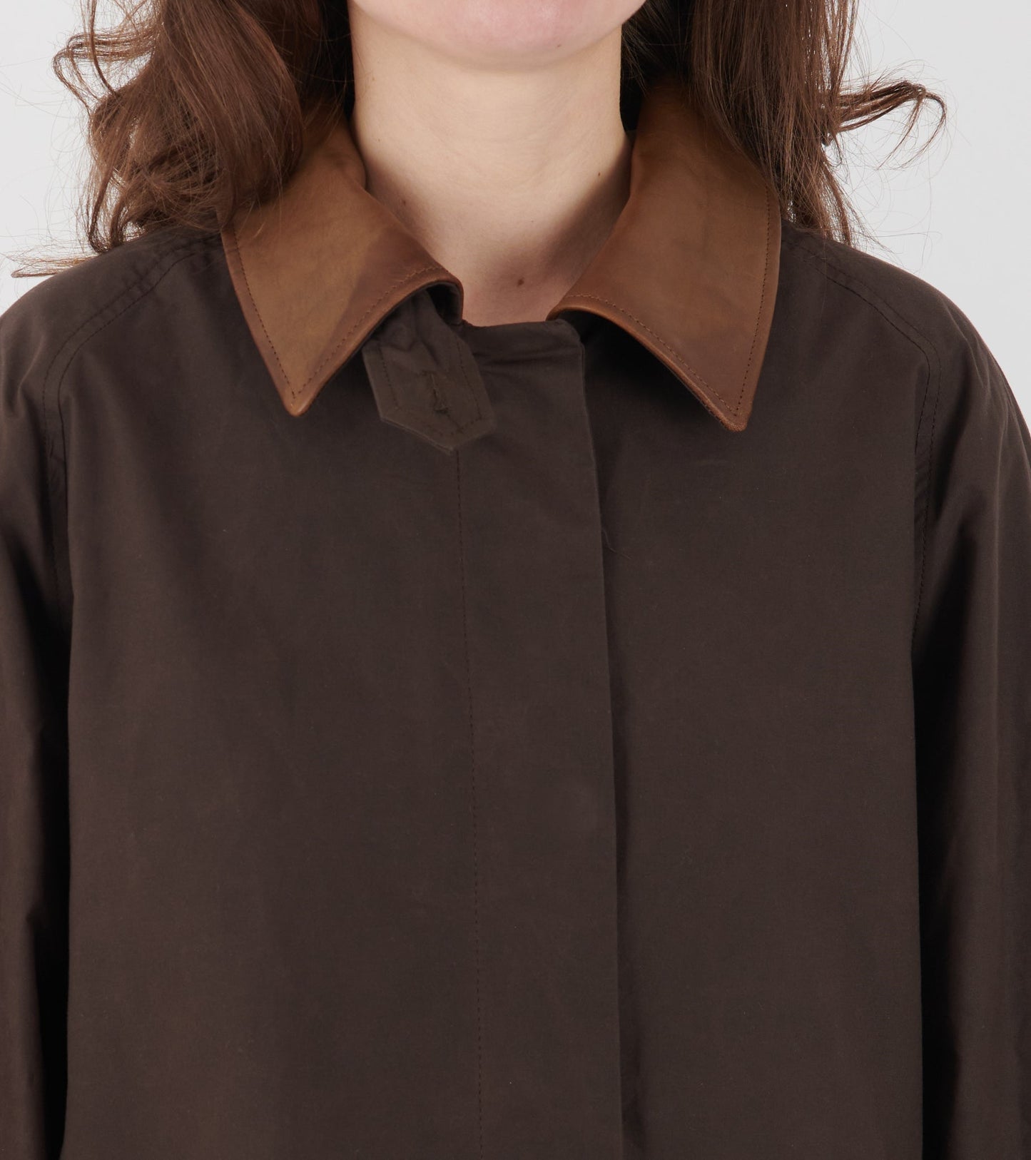 Waxed Cotton Mac Jacket Brown
