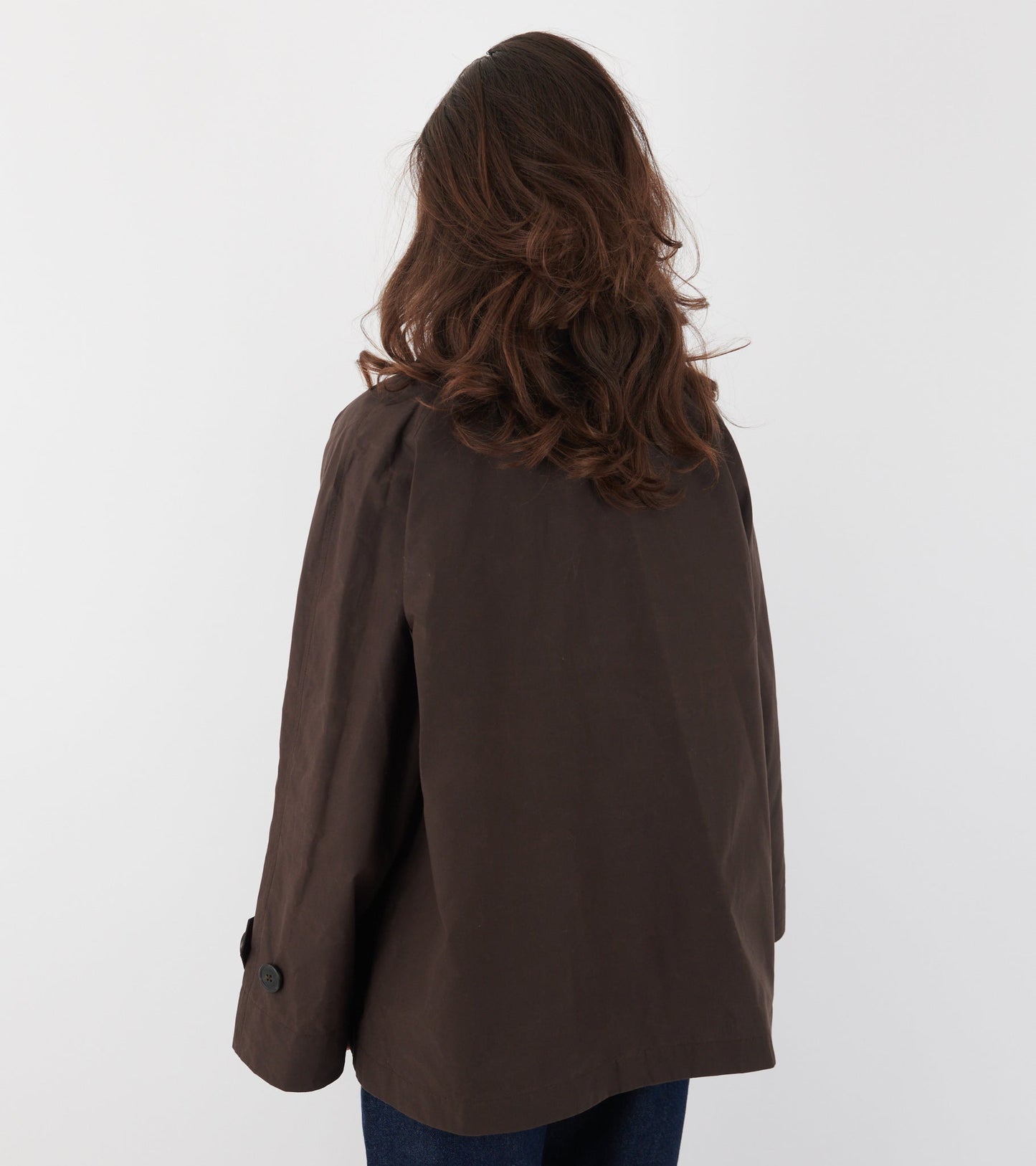 Waxed Cotton Mac Jacket Brown