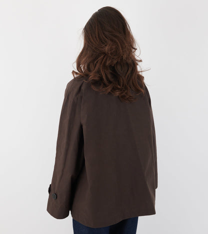 Waxed Cotton Mac Jacket Brown