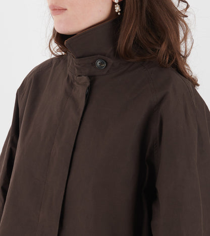 Waxed Cotton Mac Jacket Brown