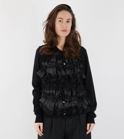 Ruffle Cardigan Black