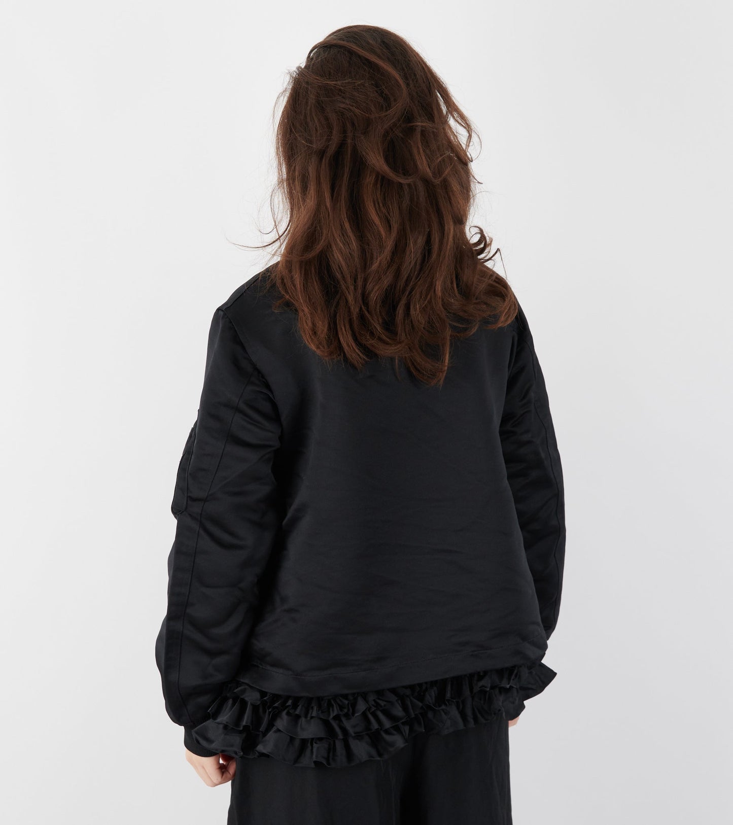 Ruffle Bomber Jacket Black