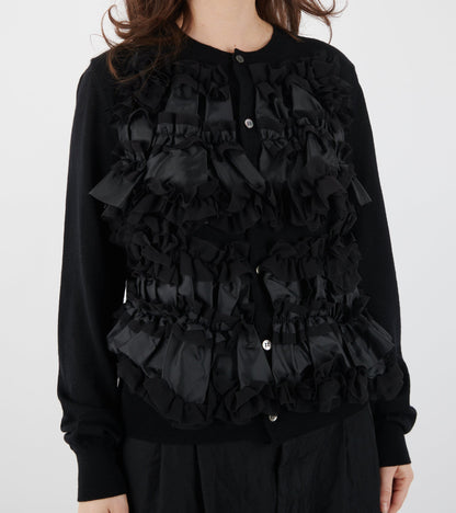 Ruffle Cardigan Black