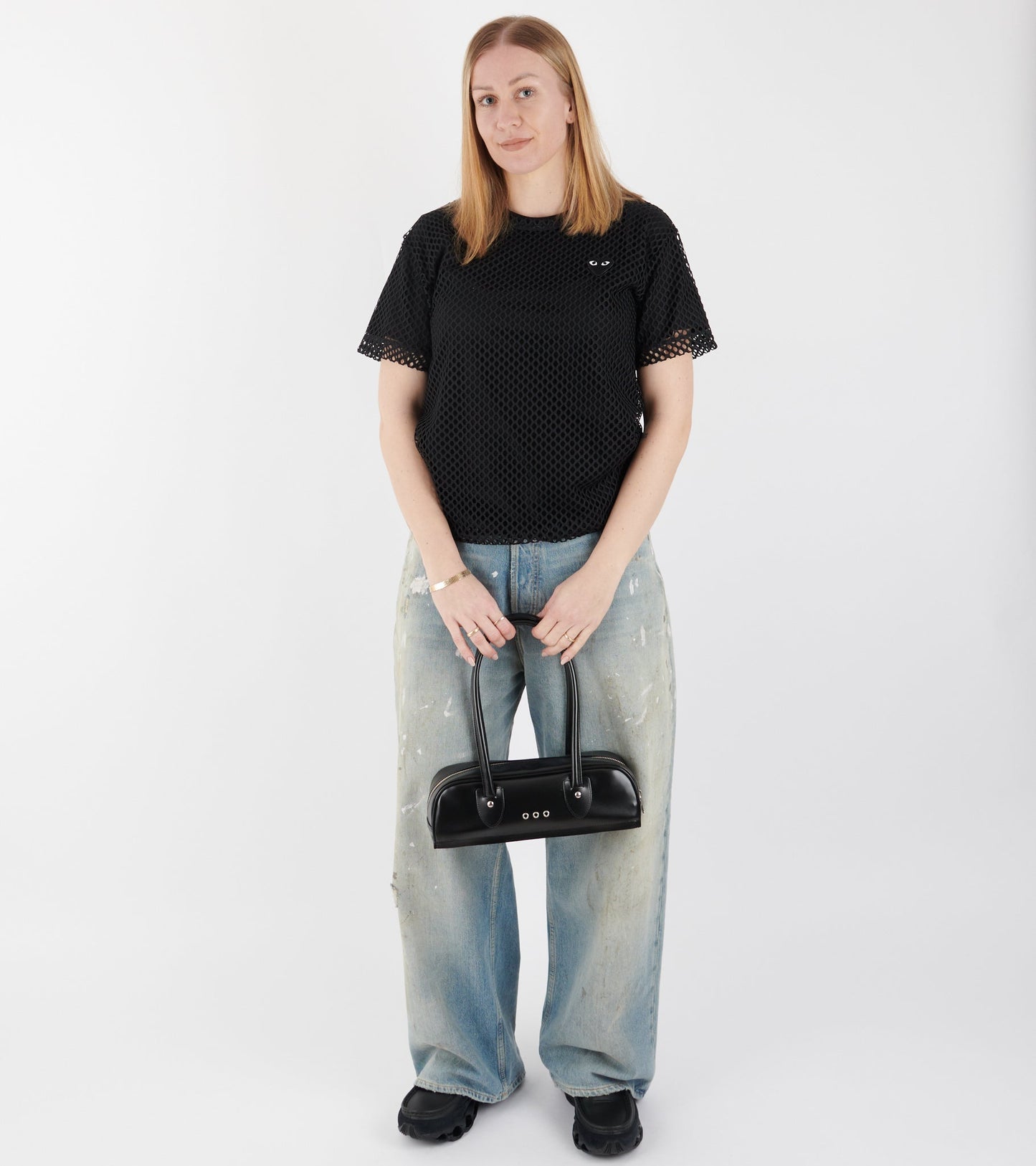 U Black Heart Mesh T-shirt Black