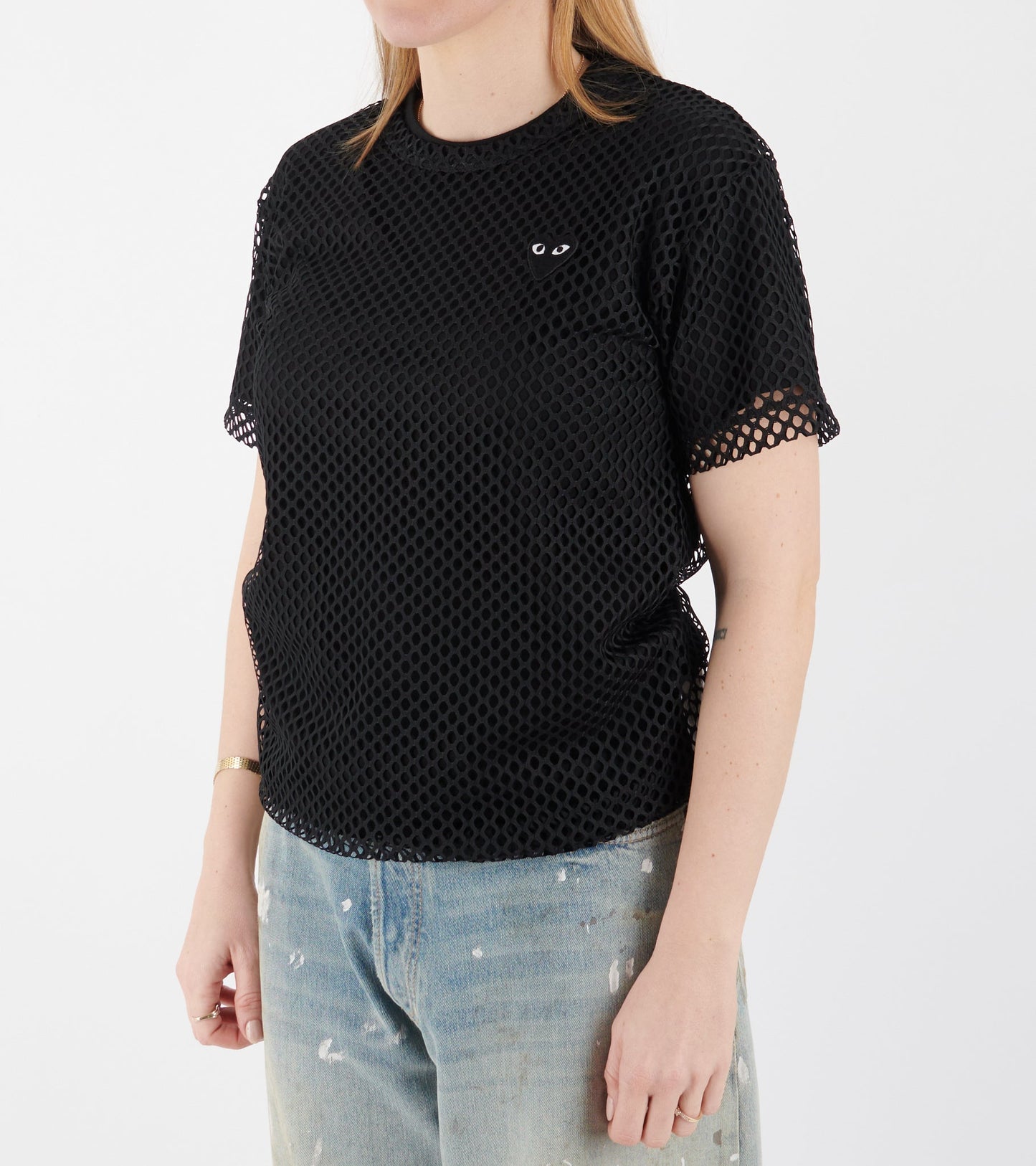 U Black Heart Mesh T-shirt Black