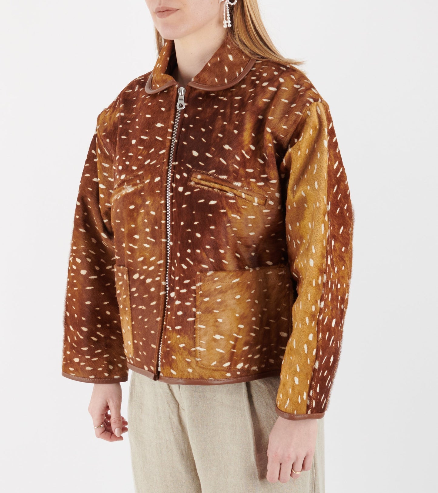 Deer Print Flying Jacket Brown