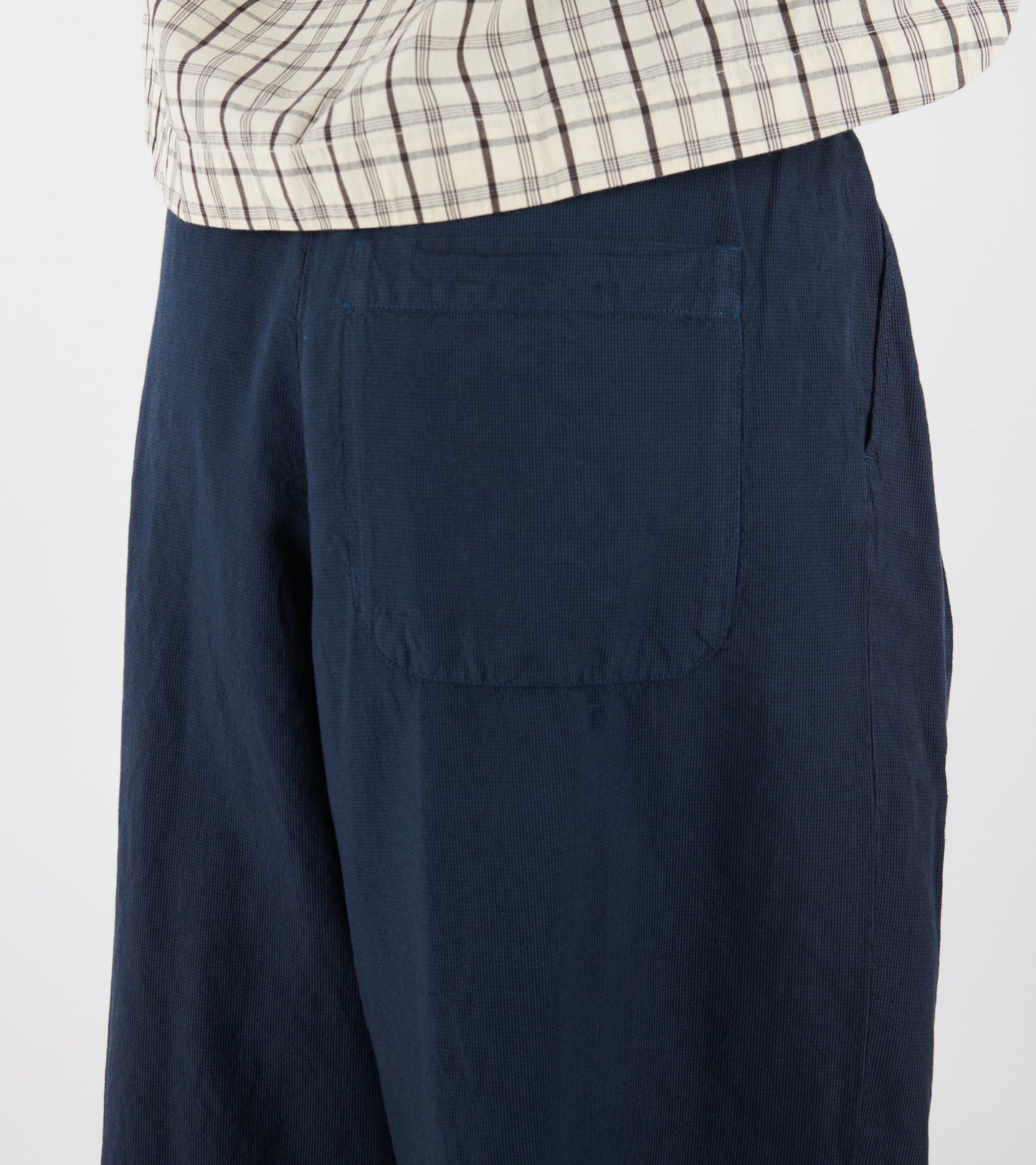 Micro Houndstooth Wide Leg Trousers Steel Blue