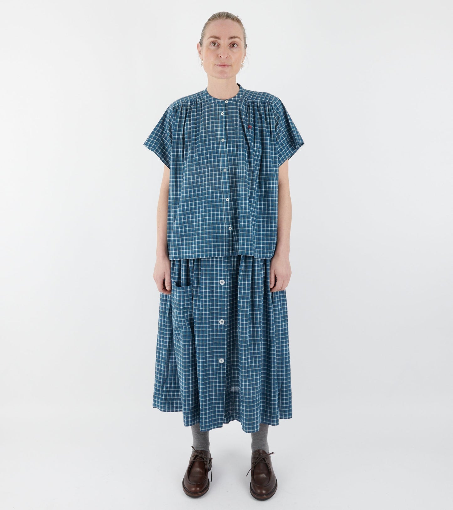 Mona Skirt No. 837 Messenger Checks Indigo