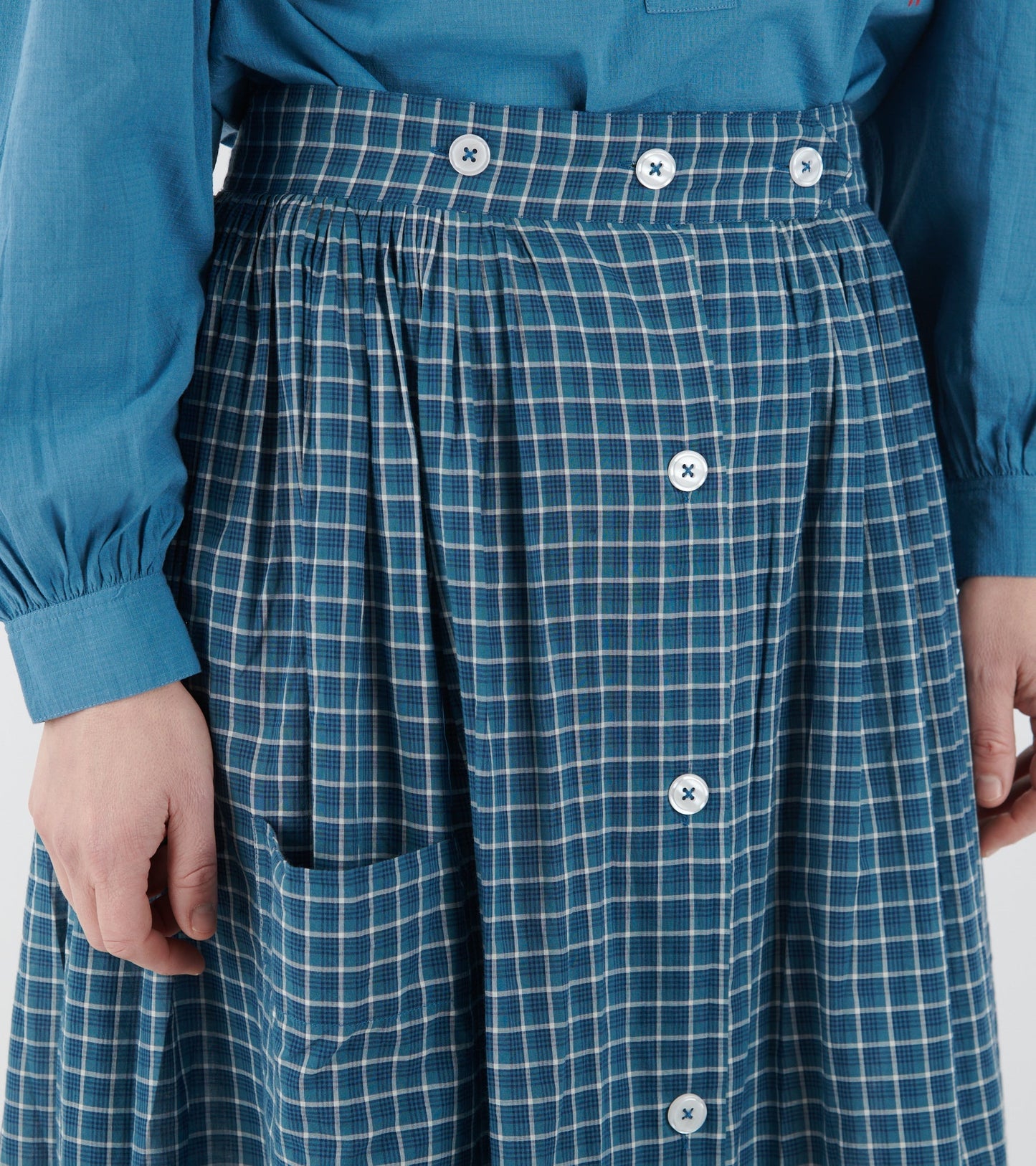 Mona Skirt No. 837 Messenger Checks Indigo