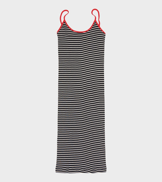 101 Strap Rib Mini Dress Black/Ecru/Red