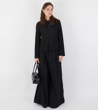 Double Collar Wool Blazer Black