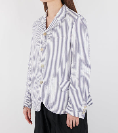 Striped Cotton Blazer White/Dark Blue