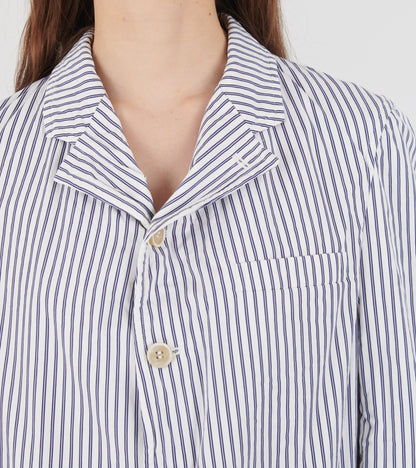 Striped Cotton Blazer White/Dark Blue