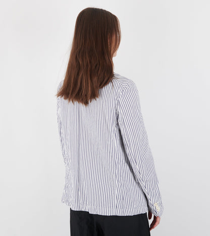 Striped Cotton Blazer White/Dark Blue