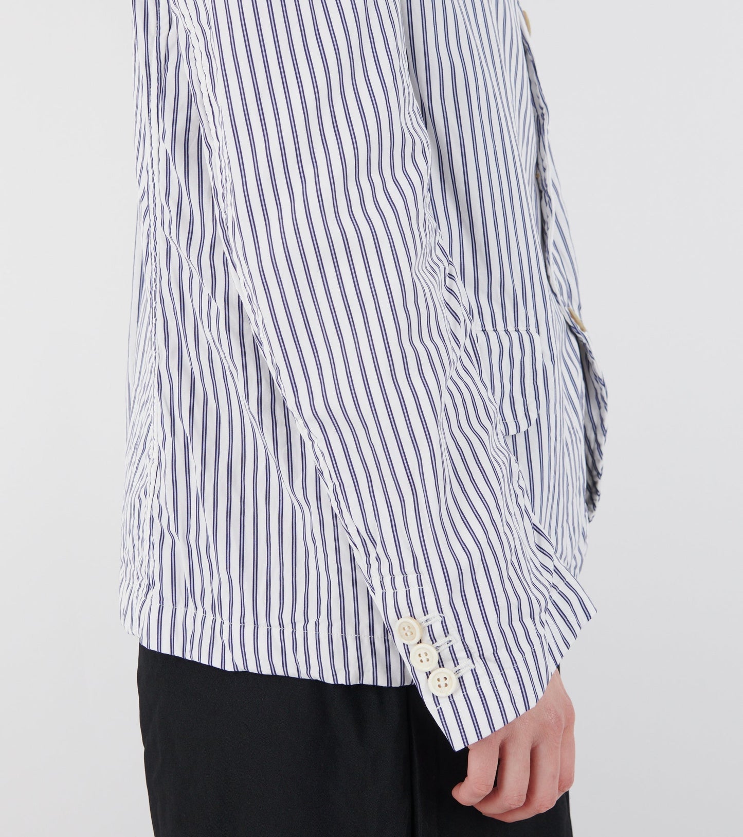 Striped Cotton Blazer White/Dark Blue