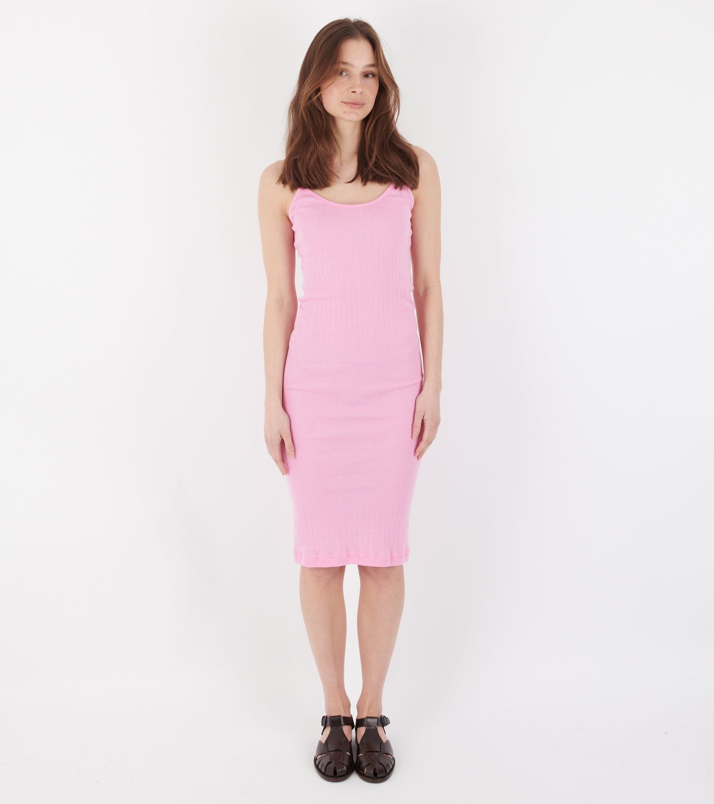 101 Strap Rib Mini Dress Light Pink
