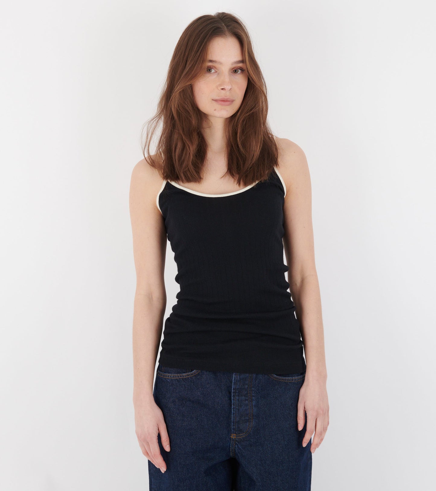 101 Strap Top Kontrast Black/Ecru