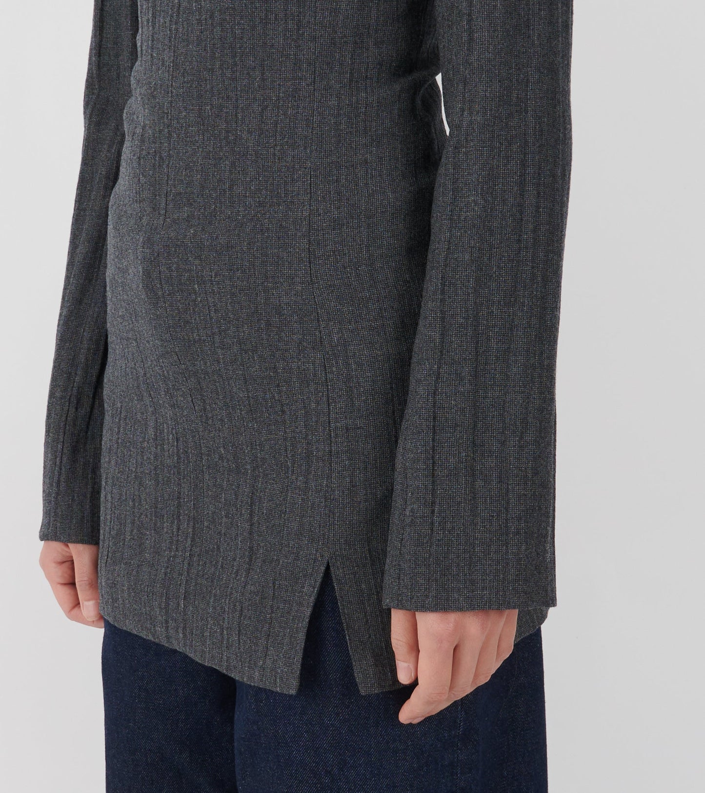 W Firm Dress Stone Grey Plisse Wool