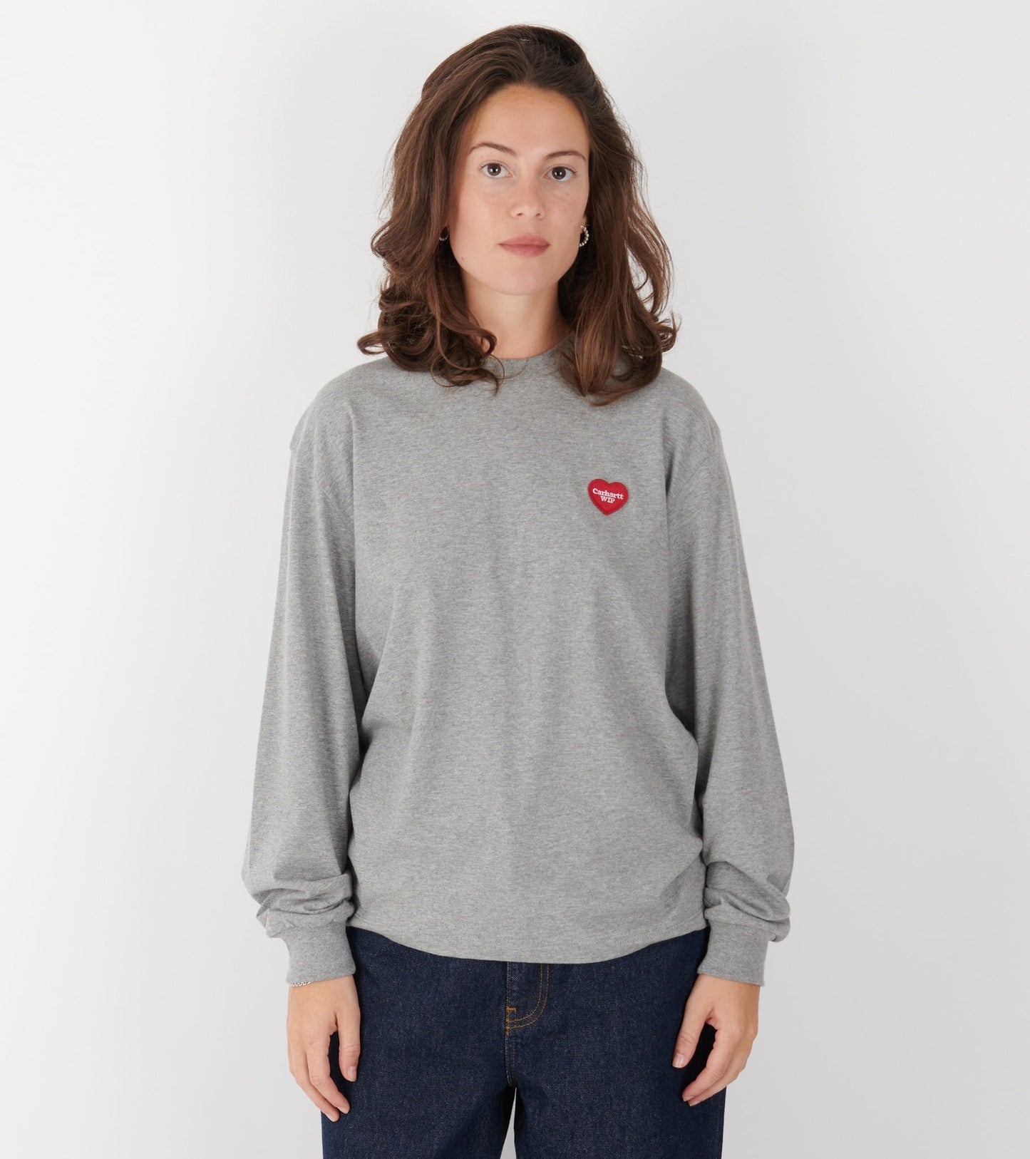 W L/S Heart Patch T-shirt Grey Heather