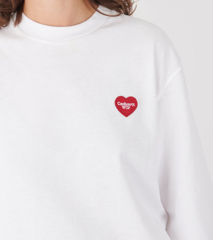 W L/S Heart Patch T-shirt White