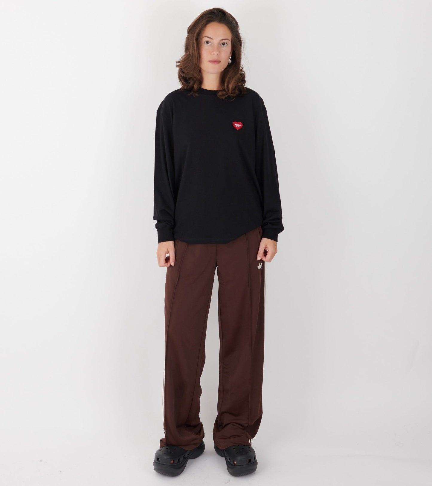 W L/S Heart Patch T-shirt Black