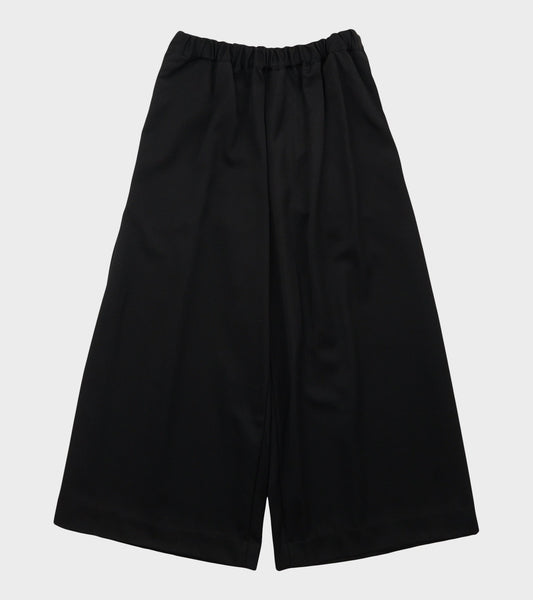 Wide Cropped Wool Pants Black