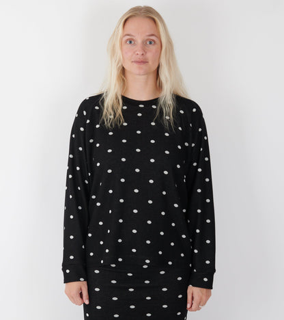 Jaquard Dot Sweat Black/Ecru
