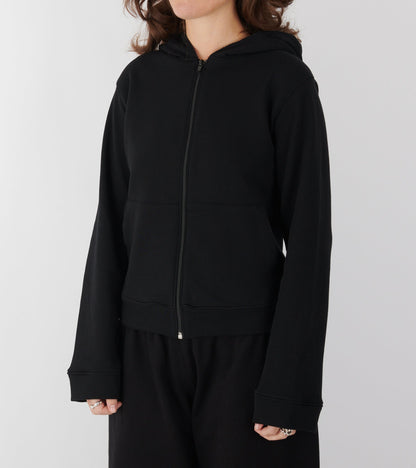 Lace Zip-up Hoodie Black