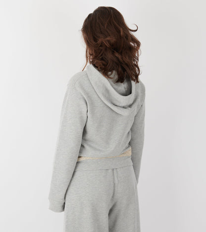 Lace Zip-up Hoodie Light Gray Melange