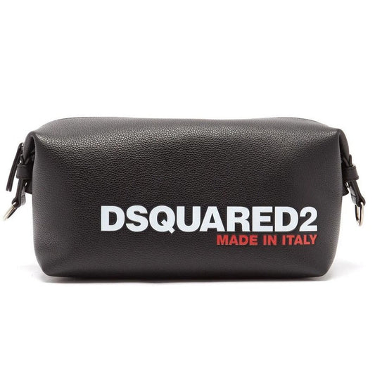 DSQUARED2 Black Leather Logo Washbag