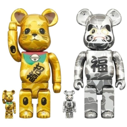 BEARBRICK X BAPE MANEKI NEKO & DURAMA 400% & 100% (4 PIECE SET)