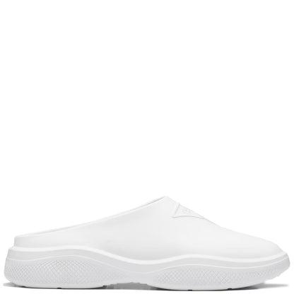 Prada White Rubber Slip Ons