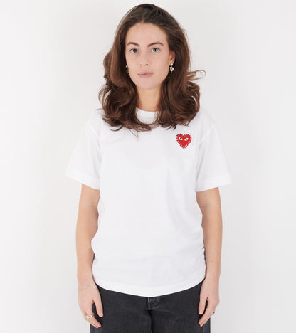 U Rhinestone Red Heart T-shirt White