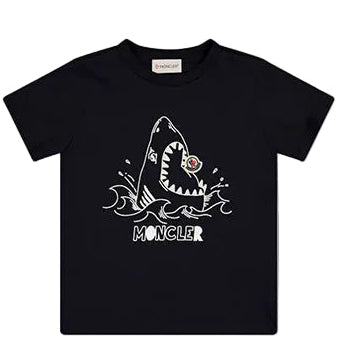 Kids Moncler Shark Navy Logo T-Shirt