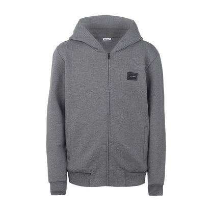 Dolce and Gabbana Grey Plaque Zip Hoodie